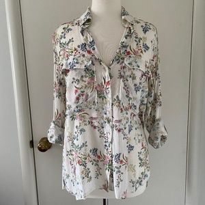 Zara Floral Utility Blouse Size M